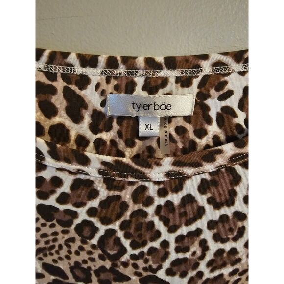 TYLER BOE Leopard  Cheetah Print 3/4 Sleeve trapeze Dress Size XL - Picture 4 of 7